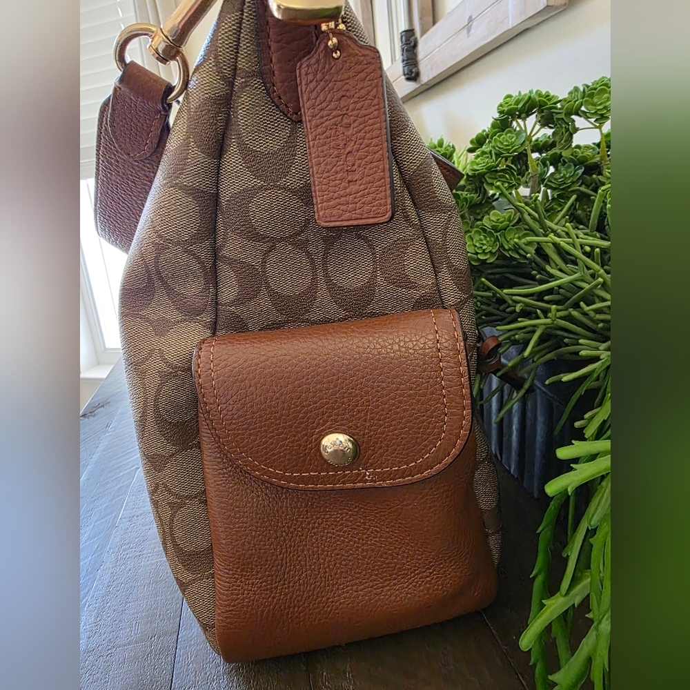 Coach Pennie Shoulder/Crossbody Bag In Signature Canvas With Leather Trim - Picture 7 of 12